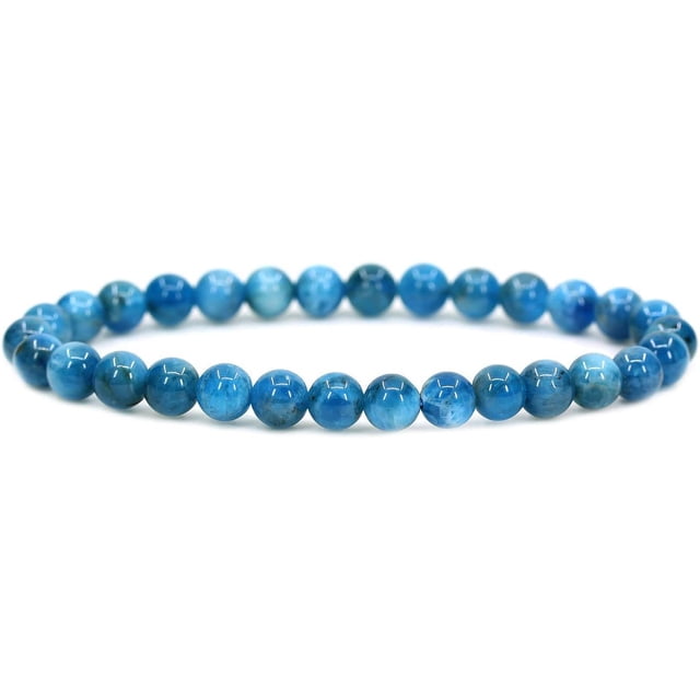 Angelstones Bracelet Extensible Unisexe en Perles Rondes 6 mm en Apatite Bleu Vert Naturel 7 Pouces