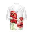 thumbnail image 4 of Hauts à Manches Courtes Grande Taille pour Femmes, Col Décontracté, Boutons, Fleur Vintage, Manches Courtes Régulières, T-Shirt Col en V pour Femmes en Solde, 4 of 5