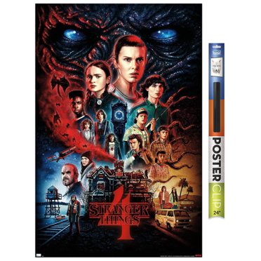 Netflix Stranger Things: Saison 4 – Une feuille 22,375" x 34" Affiche Murale avec Cadre Magnétique en Bois de Hêtre, par Trends International