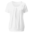 thumbnail image 4 of AherBiu Hauts à Manches Courtes pour Femmes, Blouse Ample Froncée, Tunique Décontractée d'Été à Porter avec des Leggings, 4 of 7