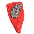 thumbnail image 2 of Crochet Headbands Winter Leaves Pattern with Hairband with Buttons. Rhinestones Elastic Head Protector Wide Warm Chunky Hair Accessories for Girls Red, 2 of 6