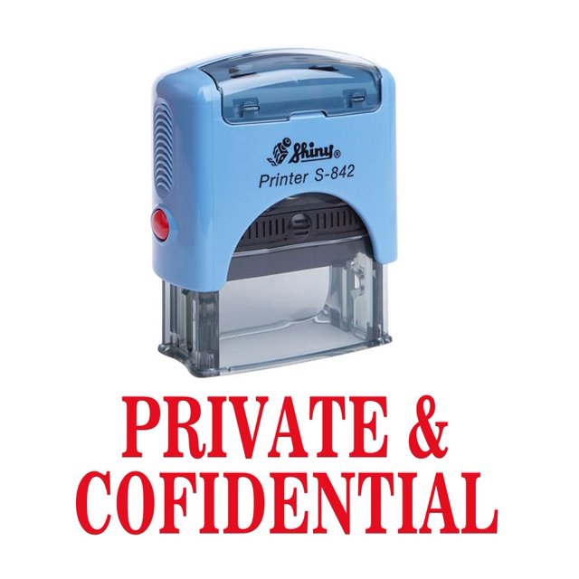 PRIVATE & CONFIDENTIAL Self Inking Rubber Stamp Custom Shiny Office Stationary Stamp