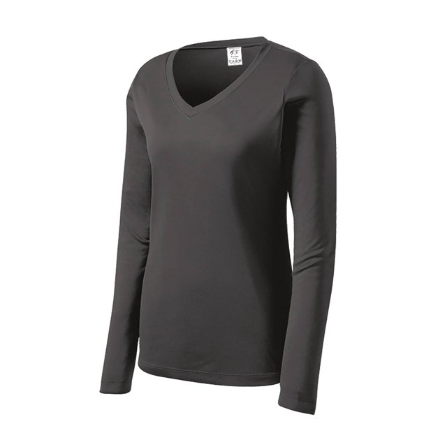 Gravity Threads Womens Long-Sleeve Moisture-Wick V-Neck - Iron Grey - Medium
