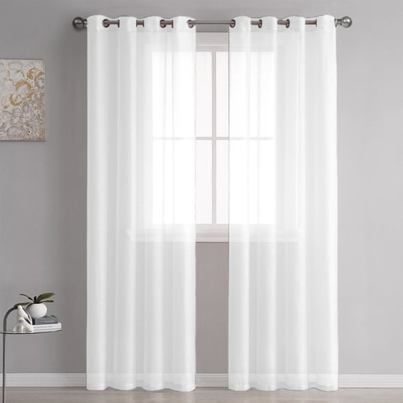 Dvkptbk Sheer Curtains Semi Sheer Curtains for Bedroom 98 Inches Long Grommet Vertical Window Curtains Drapes with Light Through for Living Room Home Essentials