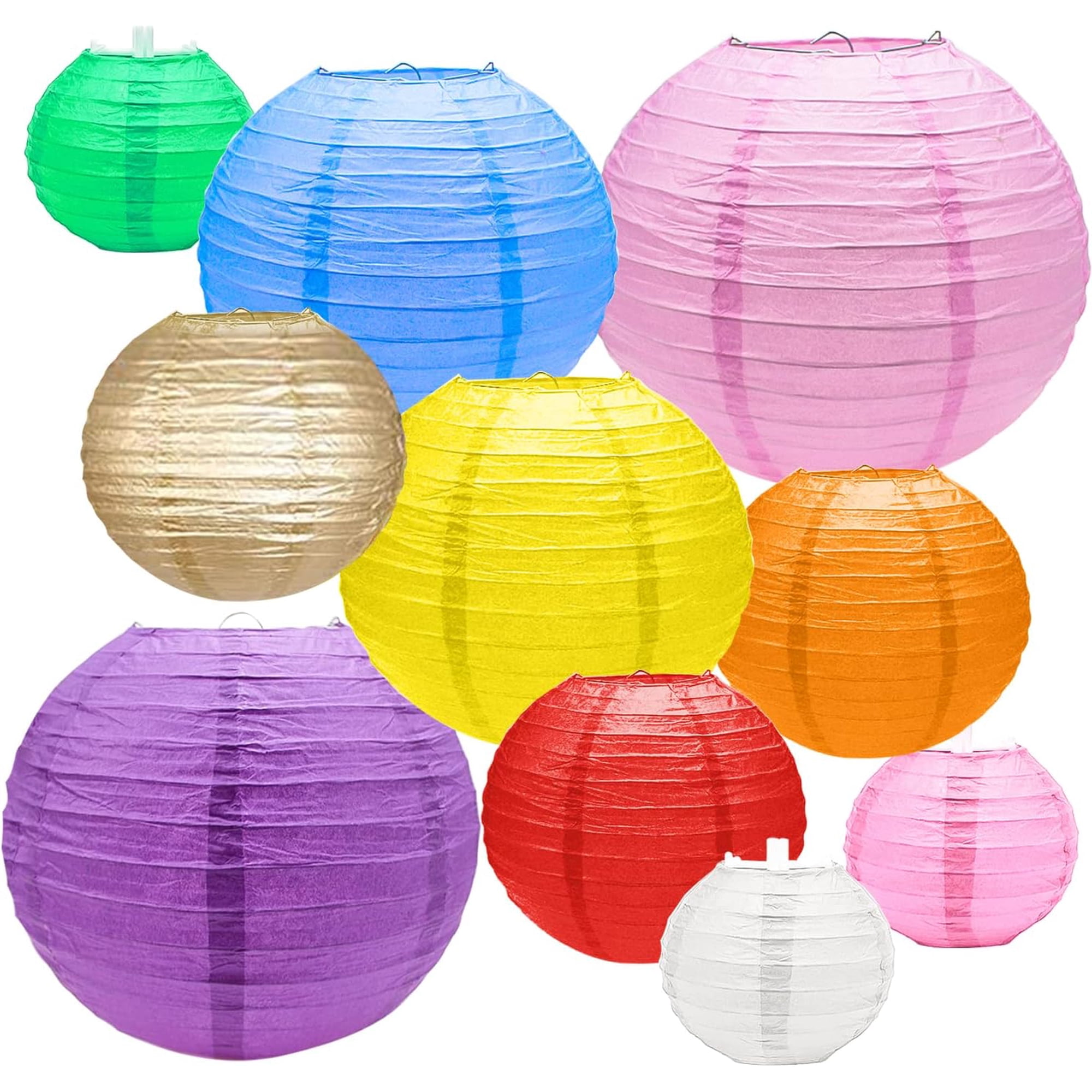 Namzi 8-Inch Light Blue Paper Lanterns – 6 Pack Hanging Decor For Weddings, Birthdays, Baby Showers & Parties