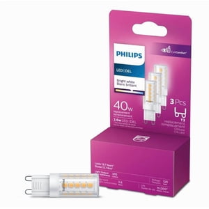 Philips LED G9 40W Equivalent Capsule Energy Saving Light Bulb, Bright White (3000K) 3-Pack