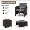 thumbnail image 3 of Gymax Set of 5 Rattan Furniture w/ 2 Wicker Ottomans & Tempered Glass Coffee Table Patio Gray, 3 of 6