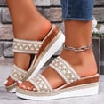 thumbnail image 4 of Sandales Boho pour Femmes de Vacances Espadrilles Ethniques à Plateforme Compensée Pantoufles de Robe Plage Décontractées à Enfiler Chaussures d'Été, 4 of 6