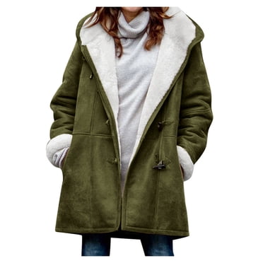 B91xZ Women's Coat Autumn Winter Coats Loose Fleece Cardigan Coat with Pockets,Army Green XXXXXL