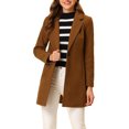 thumbnail image 1 of INSPIRE CHIC Manteau Long Classique pour Femme à Revers Cranté, Manches Longues, G Brun Foncé, 1 of 7