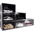 thumbnail image 1 of OLLIE XL Shoe Storage Boxes – Foldable and Stackable Shoe Storage Organizer for Closet – Clear HardFor Up to Size 13 – Acrylic Shoe Box Storage Containers for Jordan, Sneakers, Boots (6-Pack, Black), 1 of 5
