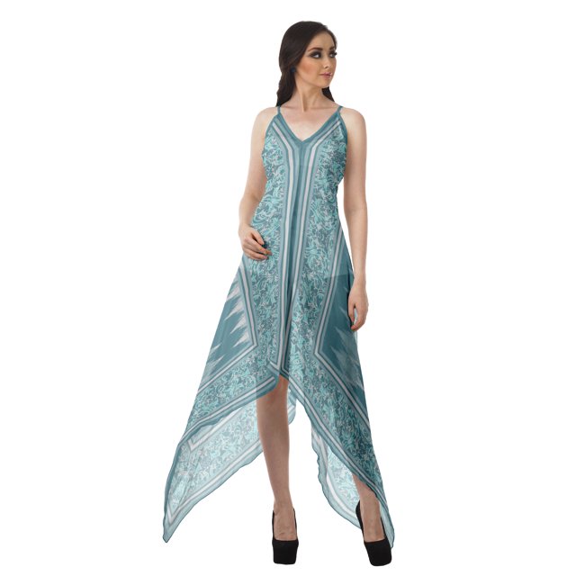 Moomaya Asymmetrical Hem Dress Ladies Handkerchief Halter Spaghetti Strap Dress