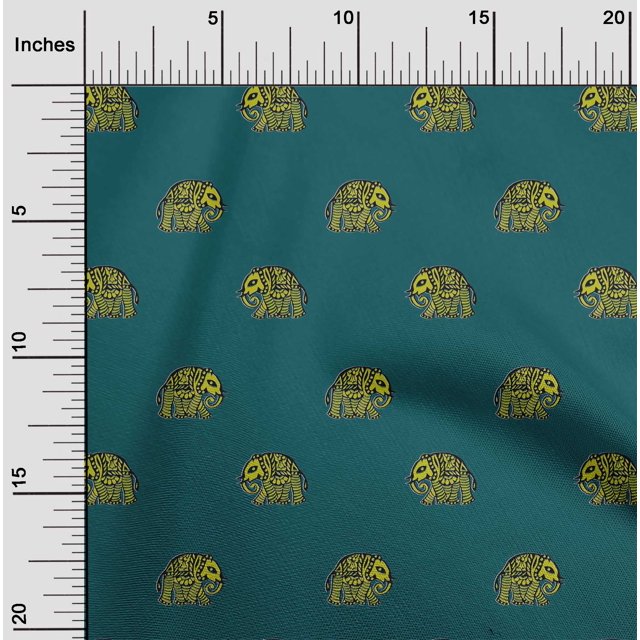 oneOone Polyester Lycra Fabric Elephant Block Decor Fabric Printed BTY 56 Inch Wide