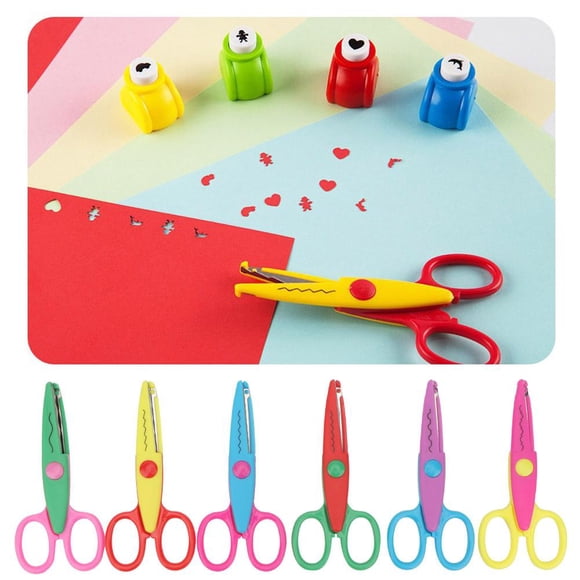 Ccdes 6 Pcs Colorful Plastic Kids Album Hand Safety Paper Decor Edge Cutting Scissors DIY Tool, Paper Edge Scissors,Kids Paper Scissors