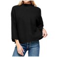 thumbnail image 1 of KIHOUT Spring Winter Womens Tops Pullover Loose Knitting Shirt 3/4 Sleeve Solid Color Sweater Top Shirt, 1 of 6