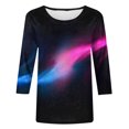thumbnail image 5 of Birdeem T-Shirt Mode Femme Imprimé Ample Manches 3/4 Blouse Col Rond Hauts Décontractés, 5 of 5