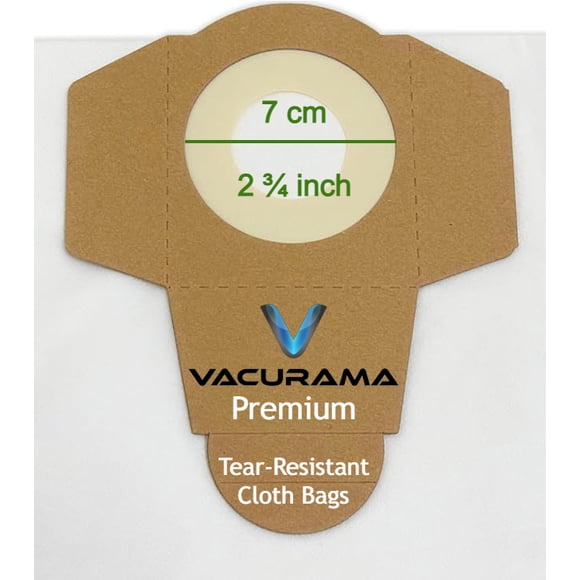 Vacurama Premium Cloth Bags Compatible for Kubota 4 to 12 Gallon Wet/Dry Shop Vacuums (15-45.5 Litre), BigVac 55001. Fits Toolmaster, Fixman, etc. Tear-Resistant, Non-Woven Cloth Material