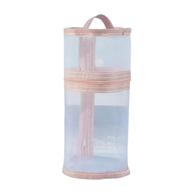 Large Mesh Bag Purpose Pen Pen Bag Mesh Transparent Circular Pen Bag Cylindrical High-Value Vertical Pen Bag Stationery Box