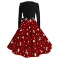 thumbnail image 5 of Kcodviy Robe Classique de Noël pour Femmes Tea After 5, Robe de Cocktail à Manches Longues, Grande Taille, Robe à Manches Évasées, Robe à Encolure avec Ceinture, Robe de Fête Grande Taille, Robe Évasée de Cocktail, 5 of 5