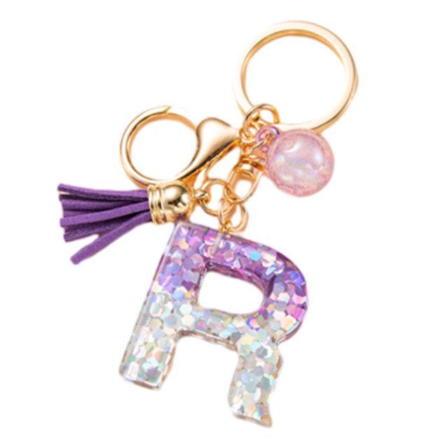 LYMAYTER Cute Pink Tassel Mug Accessory Initial Letter Charm Keychain - with Tassel, Heart - shaped Sequins