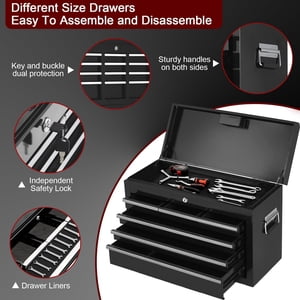 Kojooin Tool Chest,8-Drawer Heavy Duty Rolling Tool Chest with Detachable Toolbox Steel Tool Storage Cabinet Sliding Drawers Lockable Wheels for Garage Workshop Mechanic Tools Organization Black