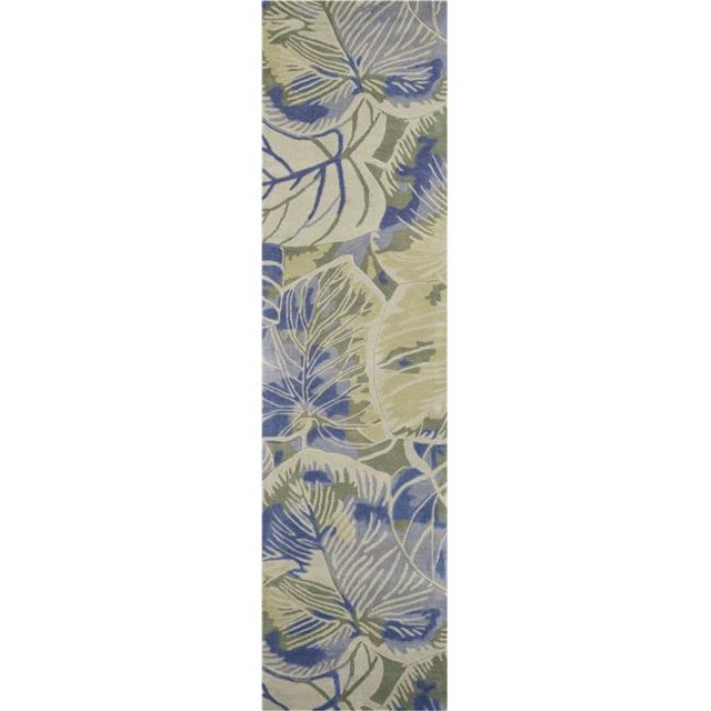 HomeRoots 353004 2 ft. 6 in. x 10 ft. Runner Wool Blue & Green Area Rug