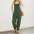 thumbnail image 3 of B91xZ Overalls Women One Piece Sleeveless Wide Leg Long Pant Rompers with Pockets,Green XL, 3 of 5