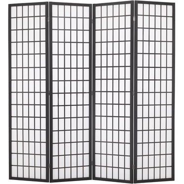 FDW 4-Panel 6-Foot Folding Shoji Room Divider Screen, Portable Freestanding Wood Partition, White