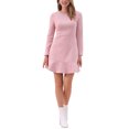 thumbnail image 2 of INSPIRE CHIC Robe Élégante à Volants pour Femme en Faux Suède à Col Rond à Manches Longues P Rose, 2 of 6