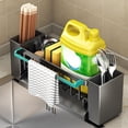 thumbnail image 4 of Pisexur Sponge Kitchen Sink Caddy Organizer Brush Sink Sponge With Auto Draining Tray Gray, 4 of 10