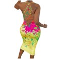 thumbnail image 2 of SMihono Robe Maxi Bohème d'Été pour Femmes Grande Taille Mode Femmes Imprimé Couleur Dos Nu Ajourée Col Rond Robe Aguichant Longue Robe Plage Évasée Robe d'Été, 2 of 7