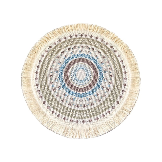 Light Bohemian Woven Placemat Pad with Tassel Heat Insulation for Kitchen Table and Everyday Use