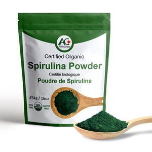 AimGrow Organic Spirulina Powder, Protein-Rich Spirulina for Eye, Skin, and Immune Health, Canada Organic, Non-GMO and Gluten-Free, 454 grams