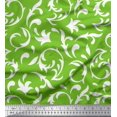 thumbnail image 1 of Soimoi Green Cotton Poplin Fabric Filigree Damask Printed Fabric 1 Yard 56 Inch Wide, 1 of 3