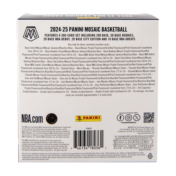 2024-25 Panini Mosaic Basketball Trading Cards Mega Box - Walmart.ca