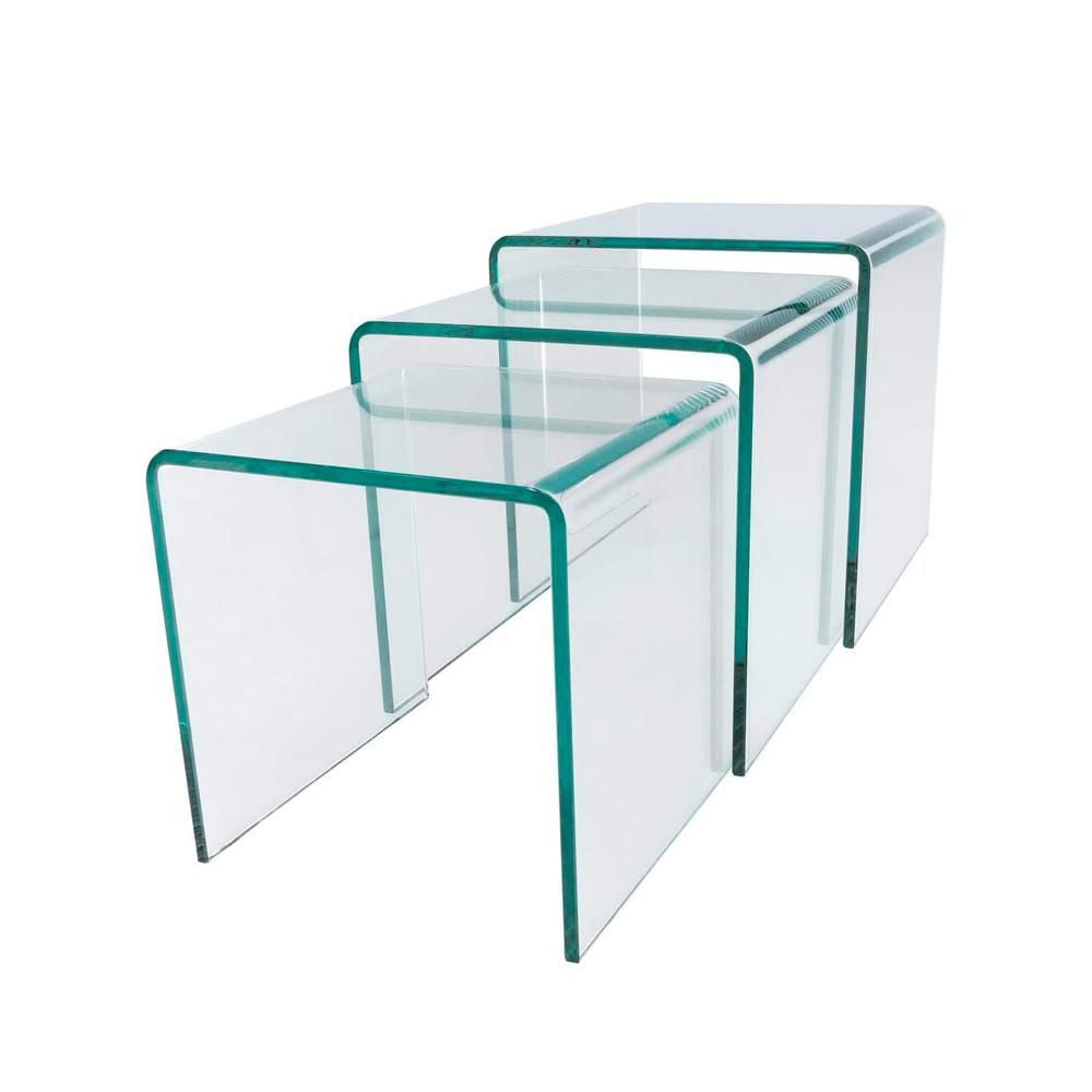 Heavenly Collection Nesting Table, Glass Nesting Table, Un-tempered Glass Nesting Table, Bent Glass Nesting Table, Waterfall Nesting Table, Set Nesting Table