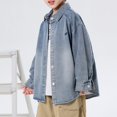 thumbnail image 1 of EGNMCR Veste en Denim à Col à Revers à Manches Longues pour Enfants Haut Décontracté Élégant pour Garçons Veste en Denim à Capuche à Manches Longues pour Enfants Haut en Polyester, 1 of 6