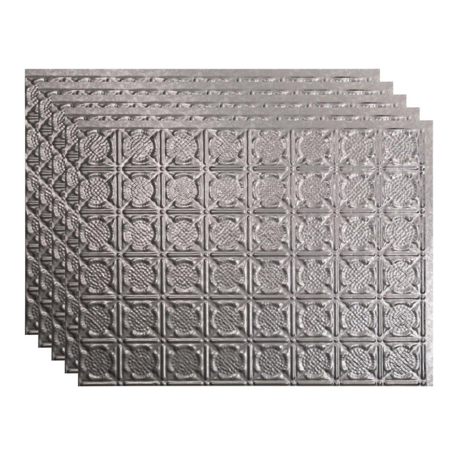 Fasade 18in x 24in Traditional Style 6 Galvanized Steel Backsplash Panel 5 Pack