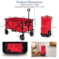 thumbnail image 4 of Costway Chariot Utilitaire de Camping Pliant et Rabattable avec Roues et Poignée Réglable Rouge, 4 of 10