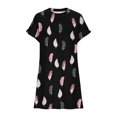 thumbnail image 3 of TJAZFJPA Robe de Printemps pour Invitées de Mariage pour Femmes Femmes Robe T-Shirt Douce à Manches Courtes Robe Tunique Décontractée d'Été Robe Imprimée Ample avec Poches Robe Jupe-Short Robe au Crochet, 3 of 4