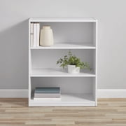 Mainstays 3-Shelf Bookcase with Adjustable Shelves, White