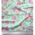 thumbnail image 1 of Soimoi Green Rayon Fabric Leaves & Magnolia Floral Decor Fabric Printed Yard 56 Inch Wide, 1 of 5