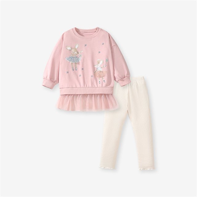 2025 Toddler Girl Fall Outfits Pullover Pants 2Pcs Sweatsuit Set Kids Baby Winter Clothes Jogging Suits Pink