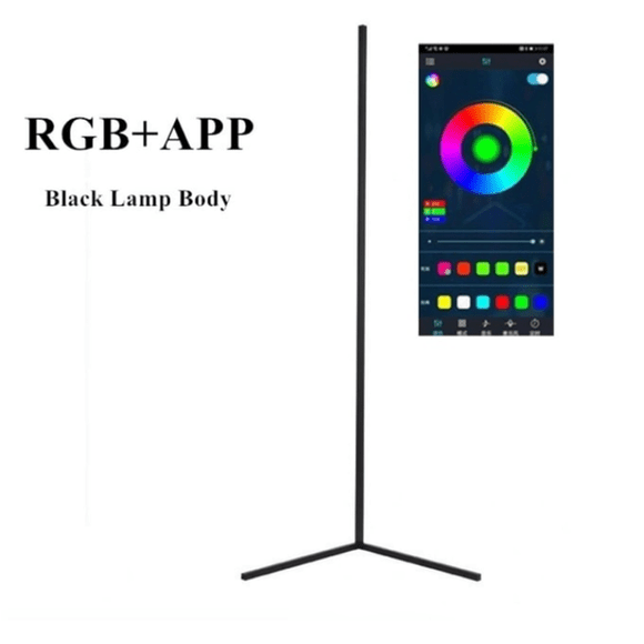 Nordic RGB Corner Floor Lamp Modern Simple LED Rod Floor Lamps for Living Room Bedroom Atmosphere Standing Indoor Light Fixtures