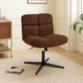 thumbnail image 2 of Costway Armless Office Desk Chair Modern Swivel Vanity Chair with Adjustable Height Brown, 2 of 10