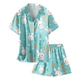 thumbnail image 4 of Girls' Easter Day Printed Pajamas Short Sleeved Button Top Shorts Home Pajamas Set, 4 of 4