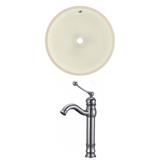 16-in. W Round Bathroom Undermount Sink Set In Biscuit - Chrome Hardware AI-22862