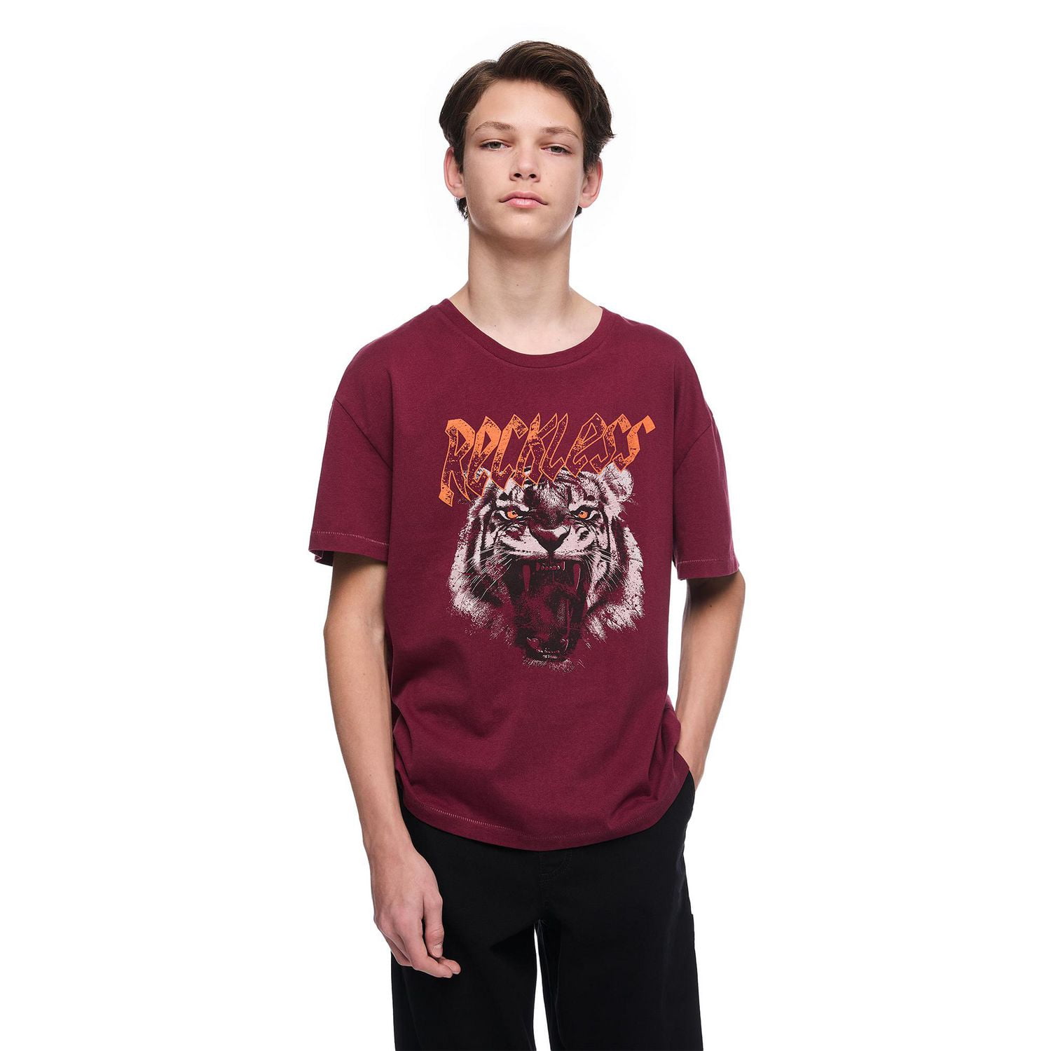 T-shirt délavé à manches courtes avec encolure ras du cou Jackson pour garçons