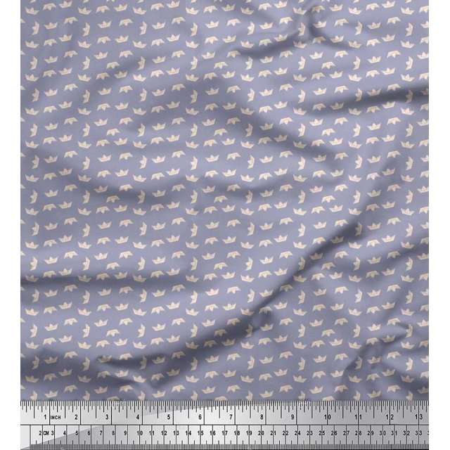 Soimoi Poly Georgette Fabric Paper Boat Art & Craft Printed Craft Fabric by The Yard 52 Inch Wide