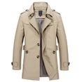 thumbnail image 2 of CEHVOM Homme Décontracté Uni Col Rabattu Coupe-Vent à Simple Boutonnage Fente Latérale Poche Manteau à Multiples Boutons Soldes, 2 of 8